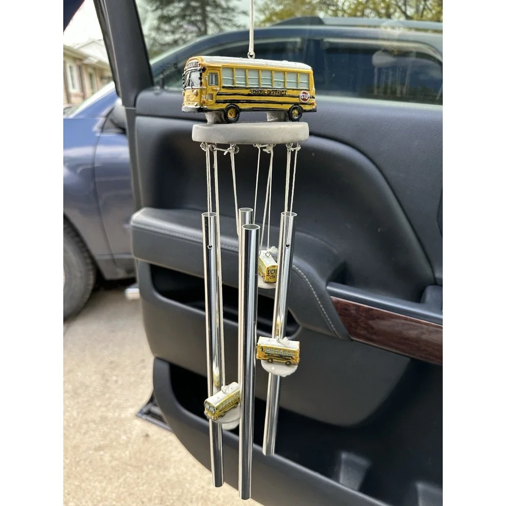 George S. Chen Imports SS-G-41917, Round Top School Bus Hanging Porch...